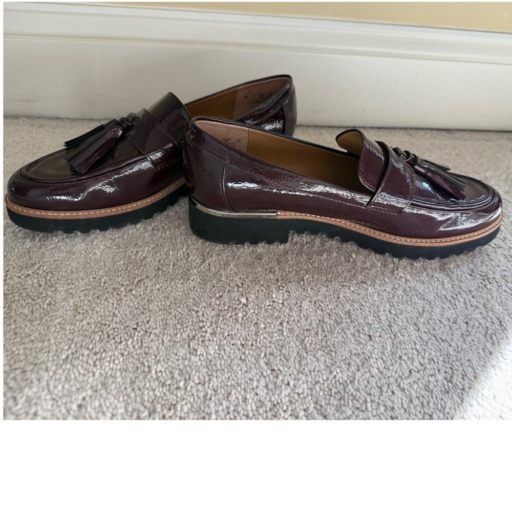 Women's Carolynn Franco Sarto Burgundy‎  Lug Sole Tassel Loafers size 8 - Picture 8 of 13